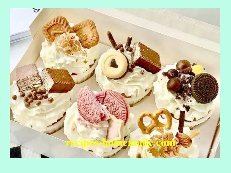 Delicious dreamy cupcake dessert with colorful frosting and sprinkles