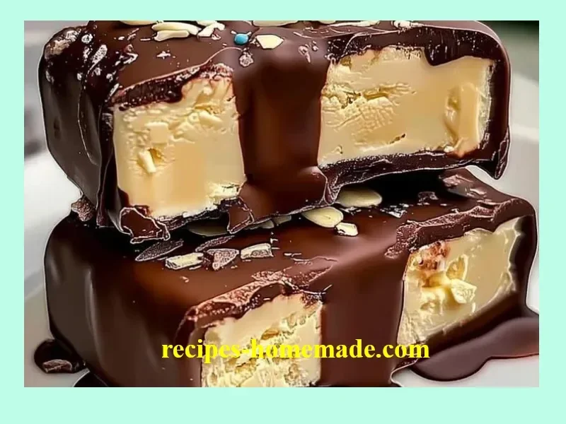 Homemade chocolate-covered ice cream bars with a rich chocolate coating