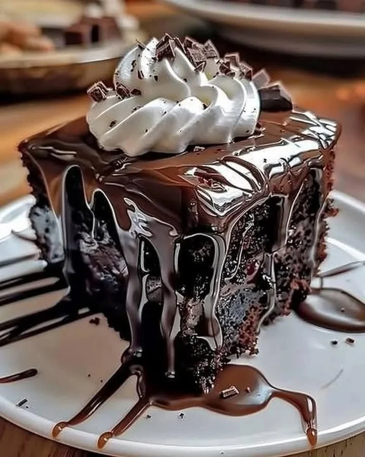 Delicious Hot Fudge Chocolate Pudding Cake served on a plate