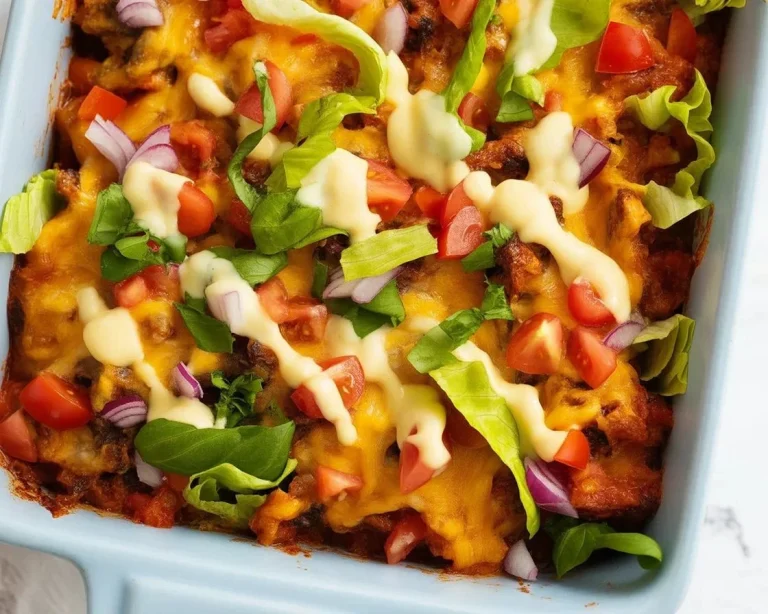 Delicious Keto Cheeseburger Casserole served in a dish, low carb comfort food.