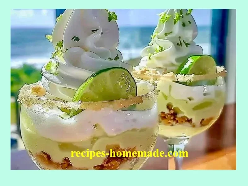 Delicious Key Lime Pie Cheesecake Piña Colada dessert with tropical garnishes.