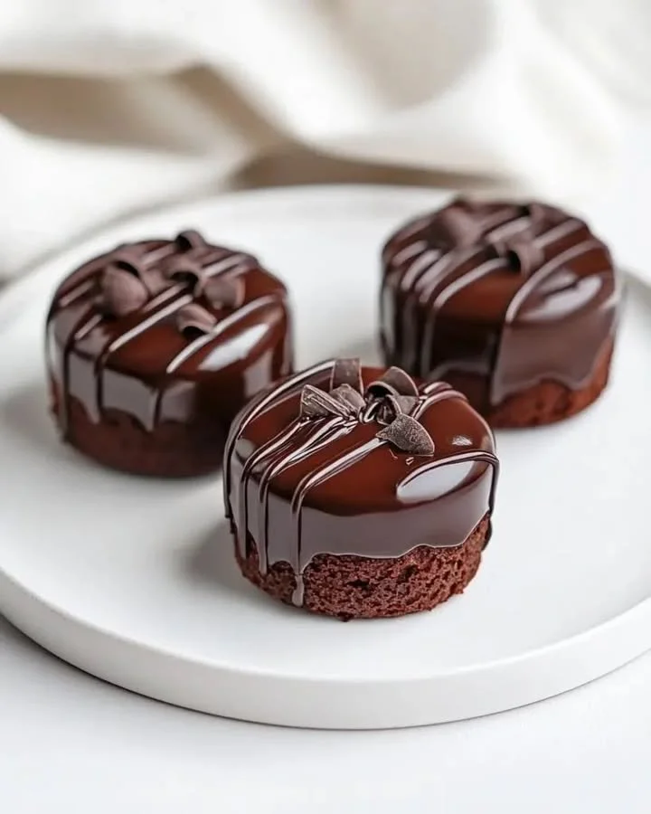 Mini Chocolate Cake with a reflective mirror glaze, perfect for dessert.