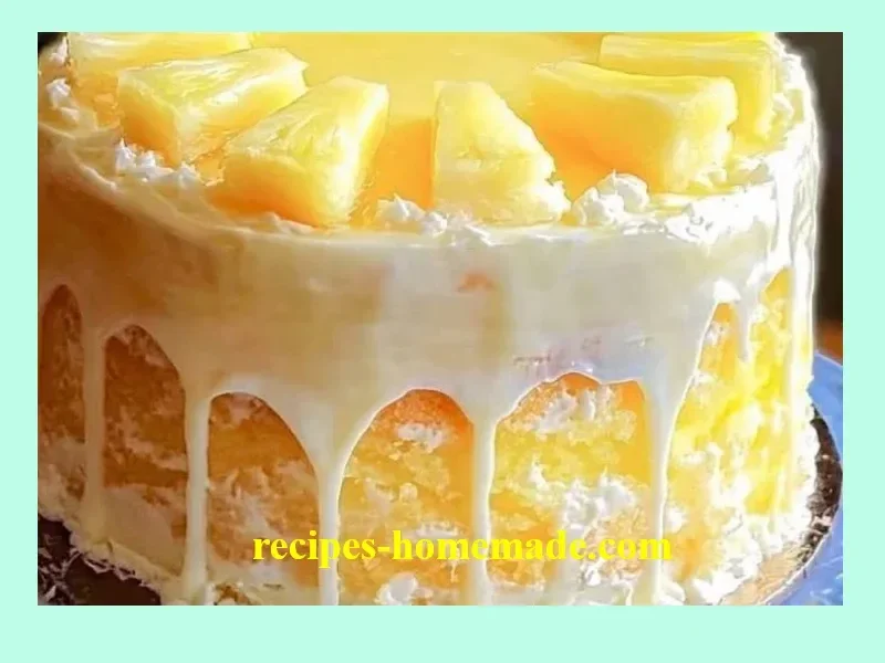 Delicious homemade Pineapple Juice Cake served on a plate