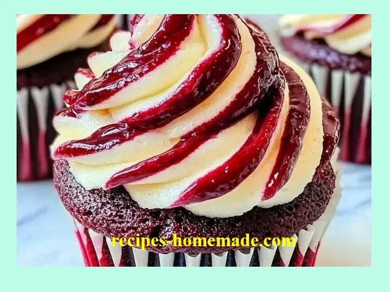 Red velvet marble cupcakes decorated with cream cheese frosting
