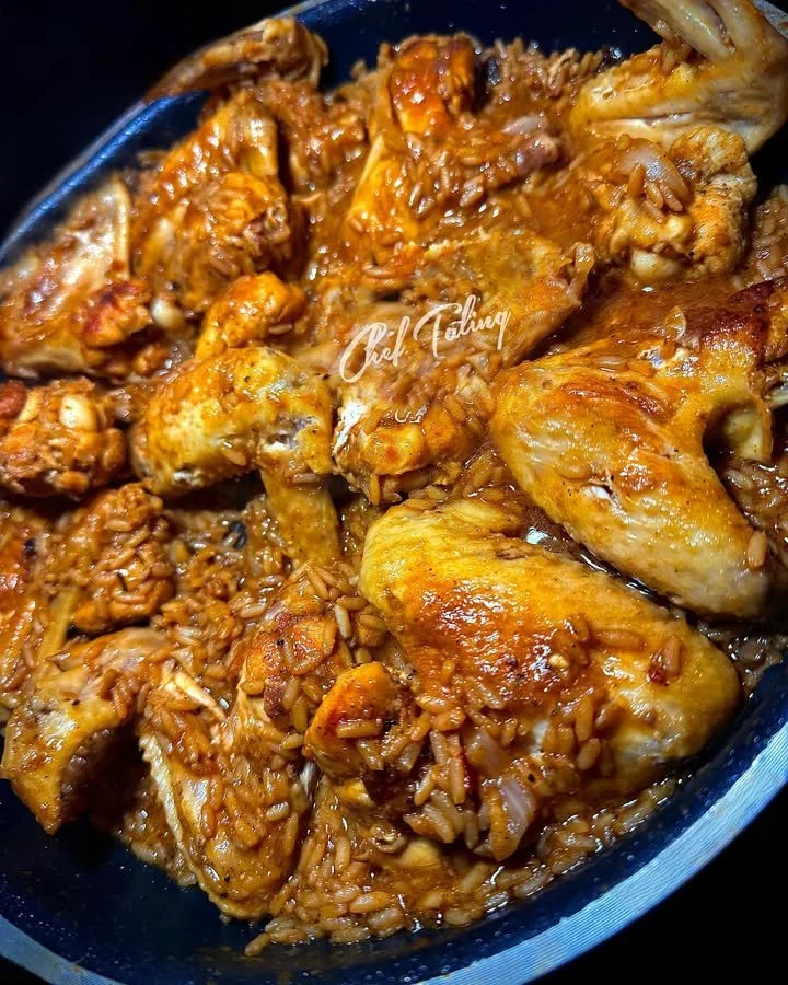 Delicious Chicken Jambalaya served in a bowl with vibrant vegetables and spices.