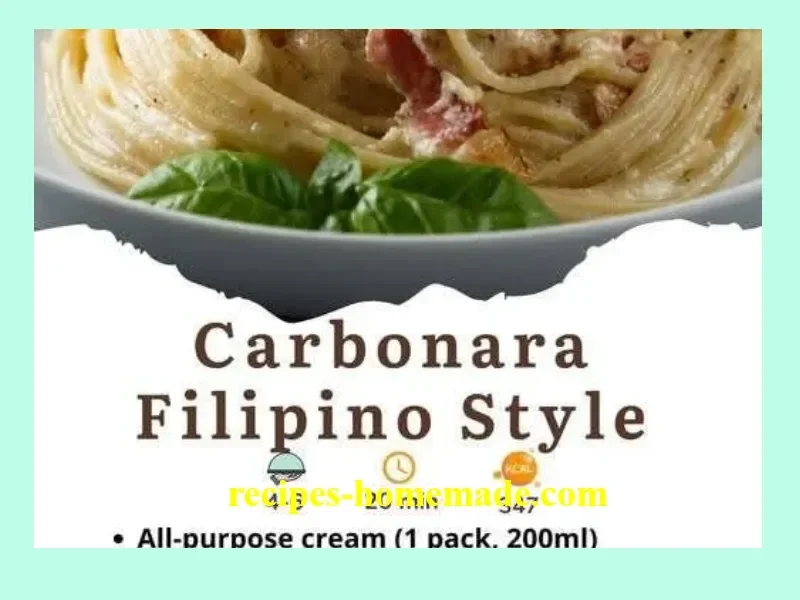 Creamy Carbonara Filipino Style served with a sprinkle of parsley on a plate