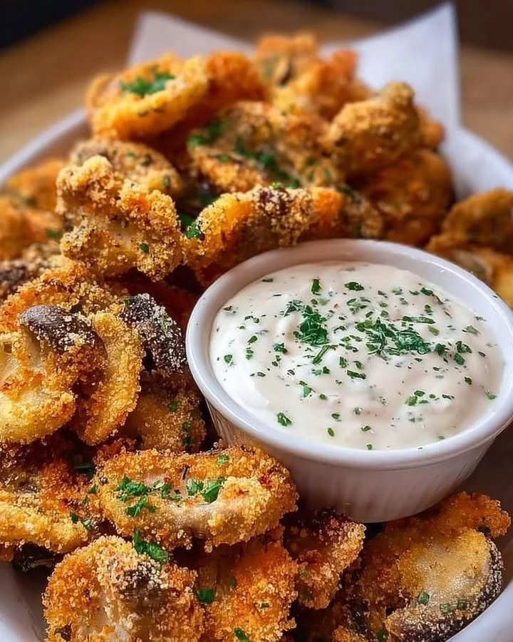 Delicious crispy fried mushrooms served with Cool Ranch dip
