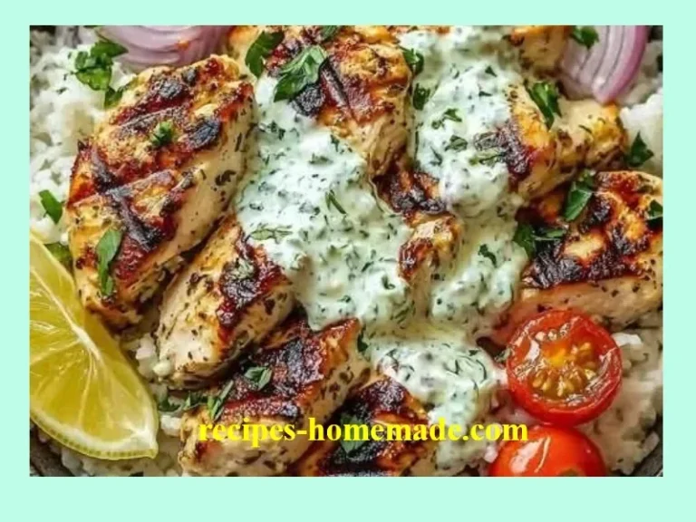 Delicious Chicken Tzatziki Casserole Bowl topped with fresh herbs and yogurt sauce