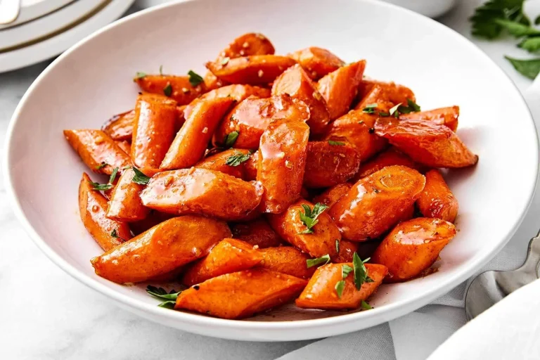 Delicious honey glazed carrots served as a colorful side dish