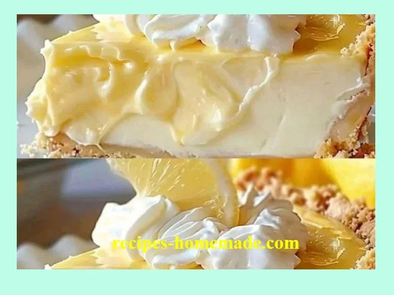 Lemon Cream Cheese Dump Cake topped with fresh lemon slices and whipped cream
