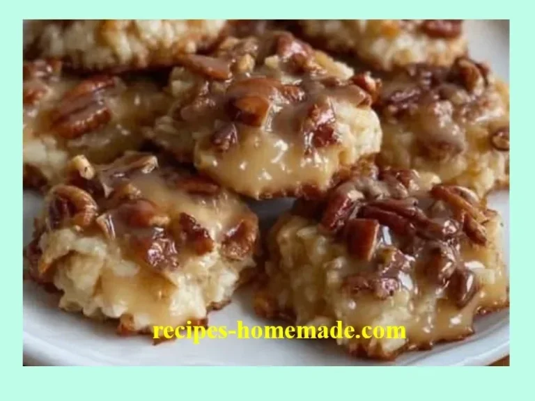 No Bake Pecan Coconut Praline Cookies displayed on a plate