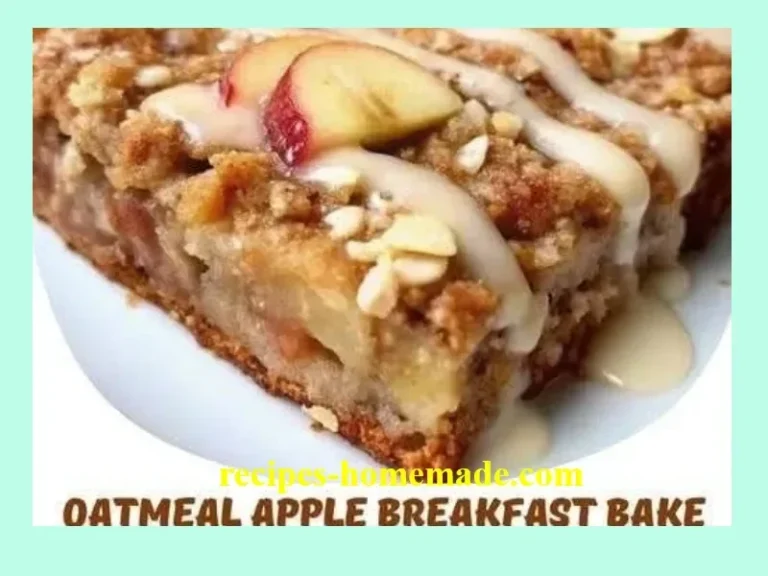 Oatmeal Apple Breakfast Bake topped with cinnamon and pecans