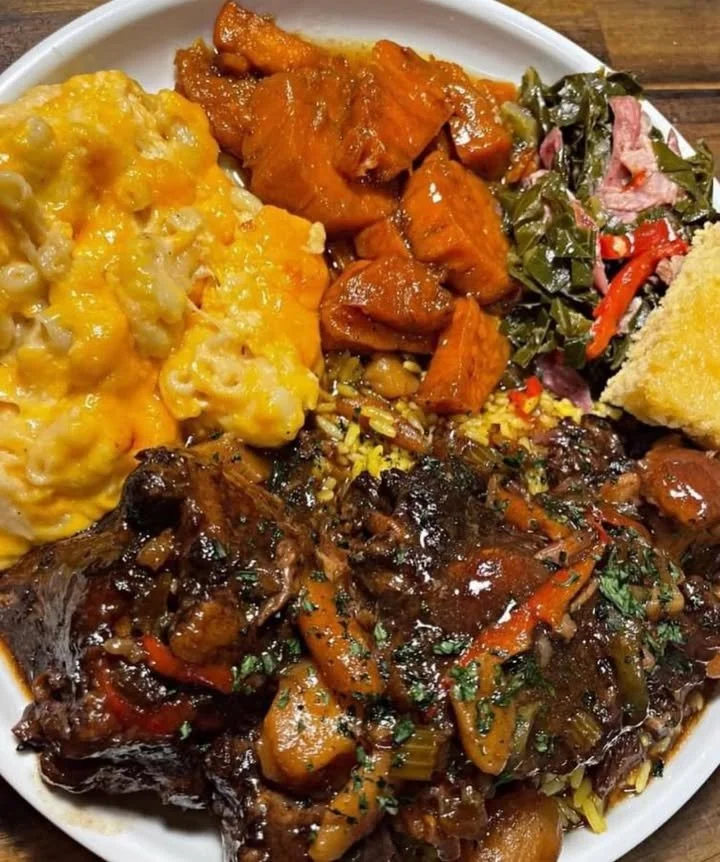 Delicious pot roast served with carrots and potatoes