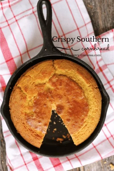 Delicious Southern Cornbread served in a cast iron skillet