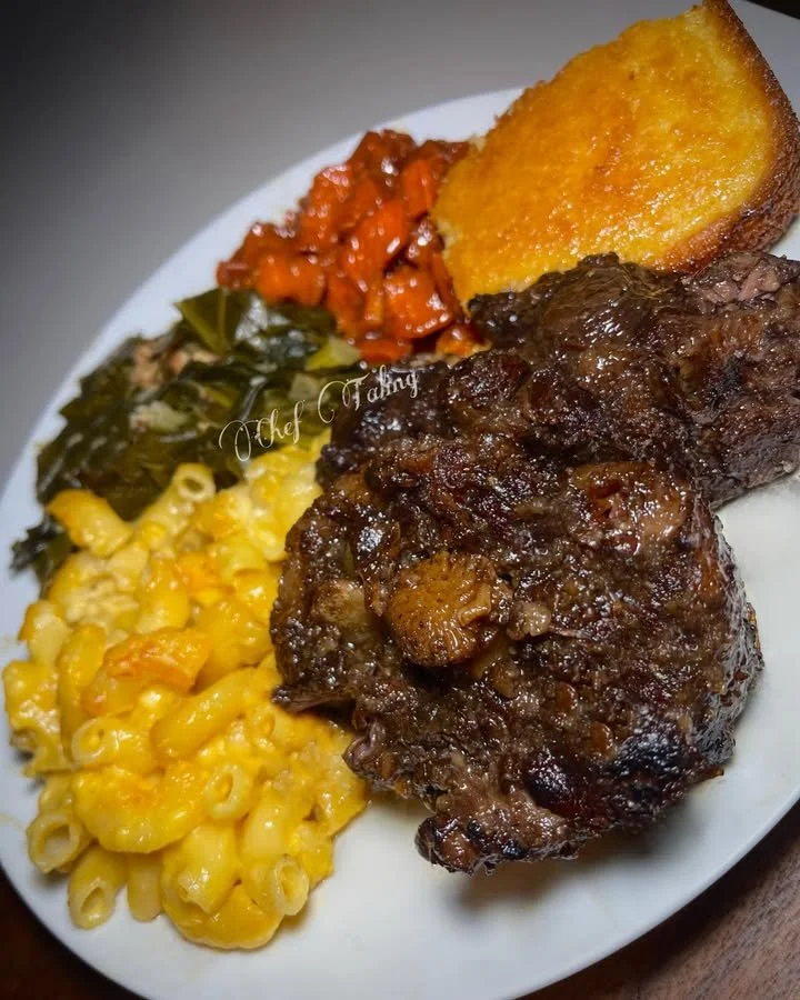 Delicious spicy oxtail dish garnished with herbs and spices