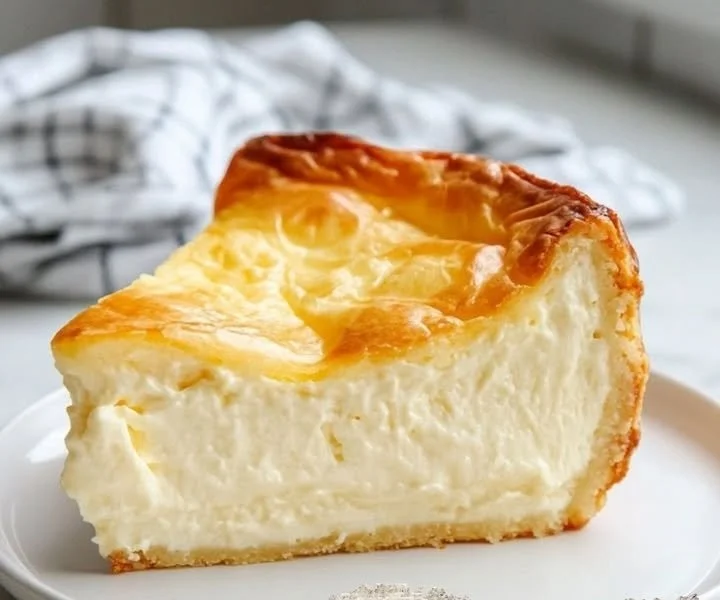 Classic German Cheesecake with creamy filling and buttery crust