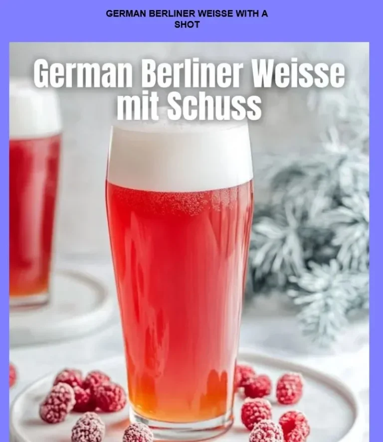Glass of Berliner Weisse beer with a shot, served in a traditional German style.