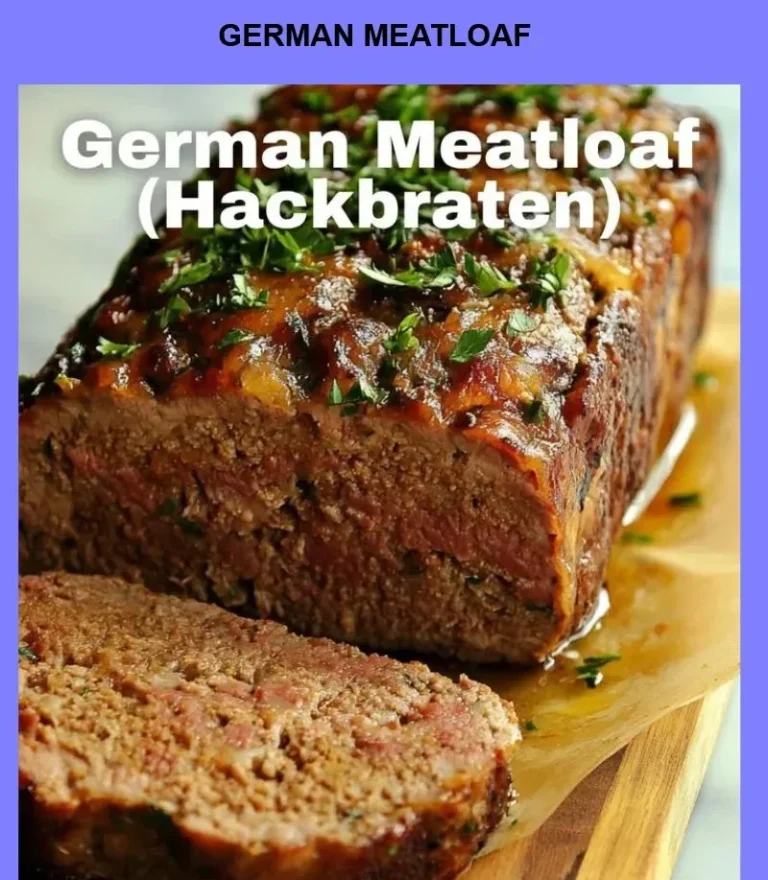 Deliciously prepared German Meatloaf served with a side of vegetables.