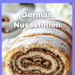 Traditional German Nut Stollen loaded with nuts and spices for festive occasions.
