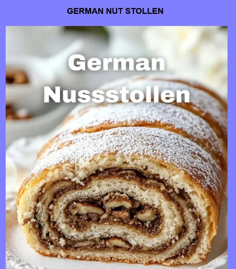 Traditional German Nut Stollen loaded with nuts and spices for festive occasions.