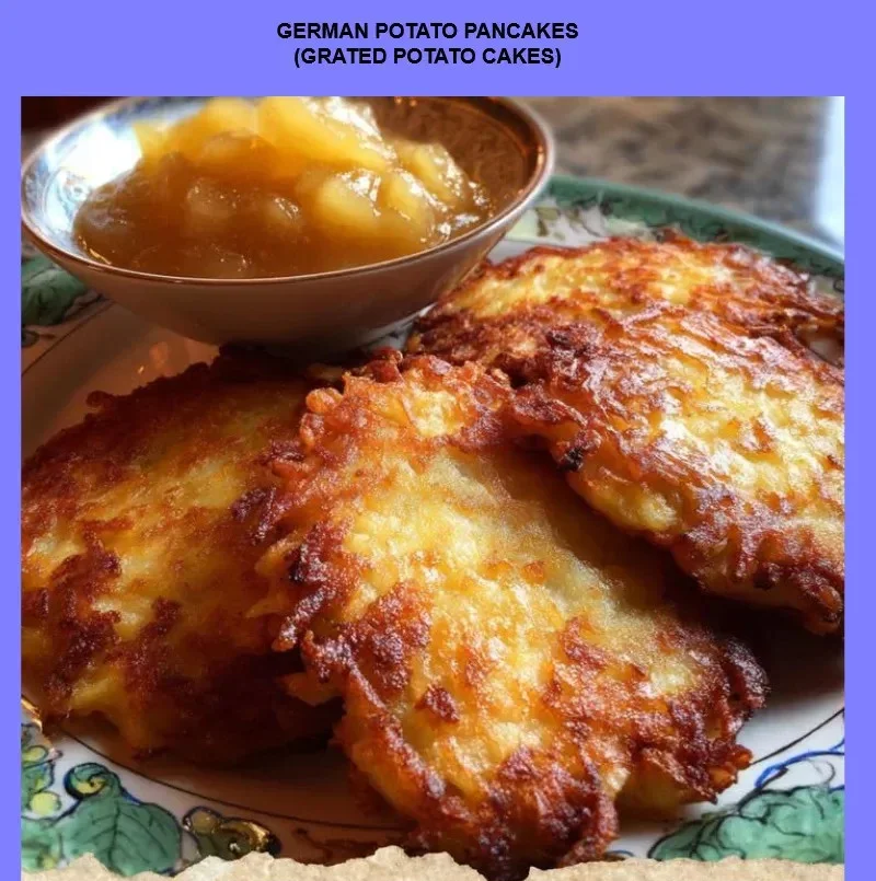 Plate of crispy German potato pancakes made from grated potatoes.