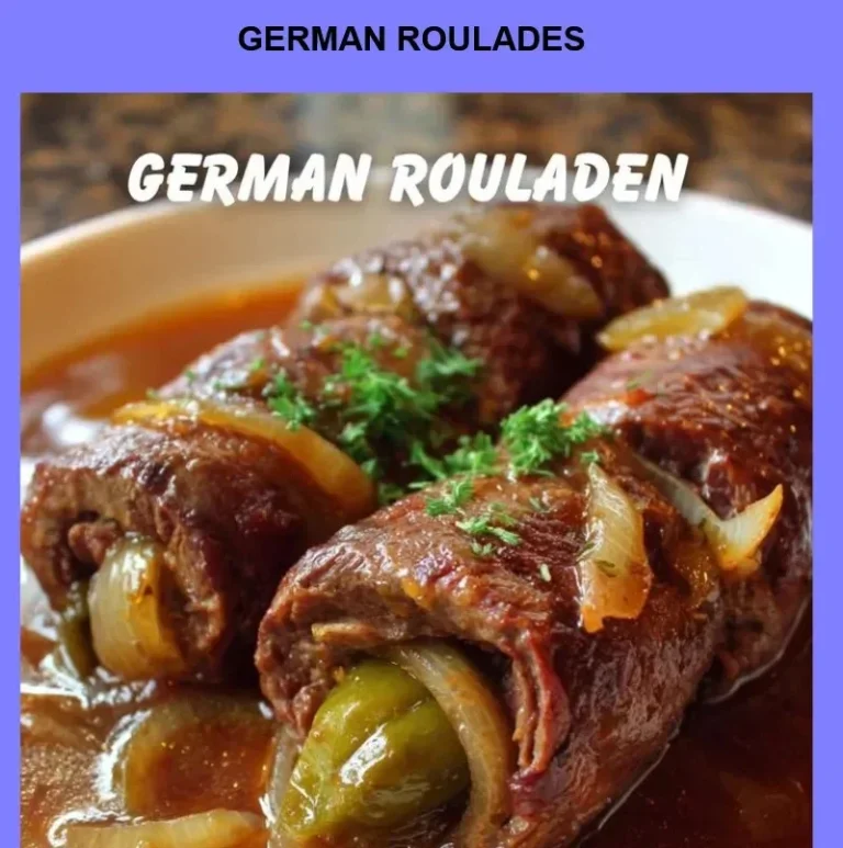 Delicious homemade German roulades served on a plate