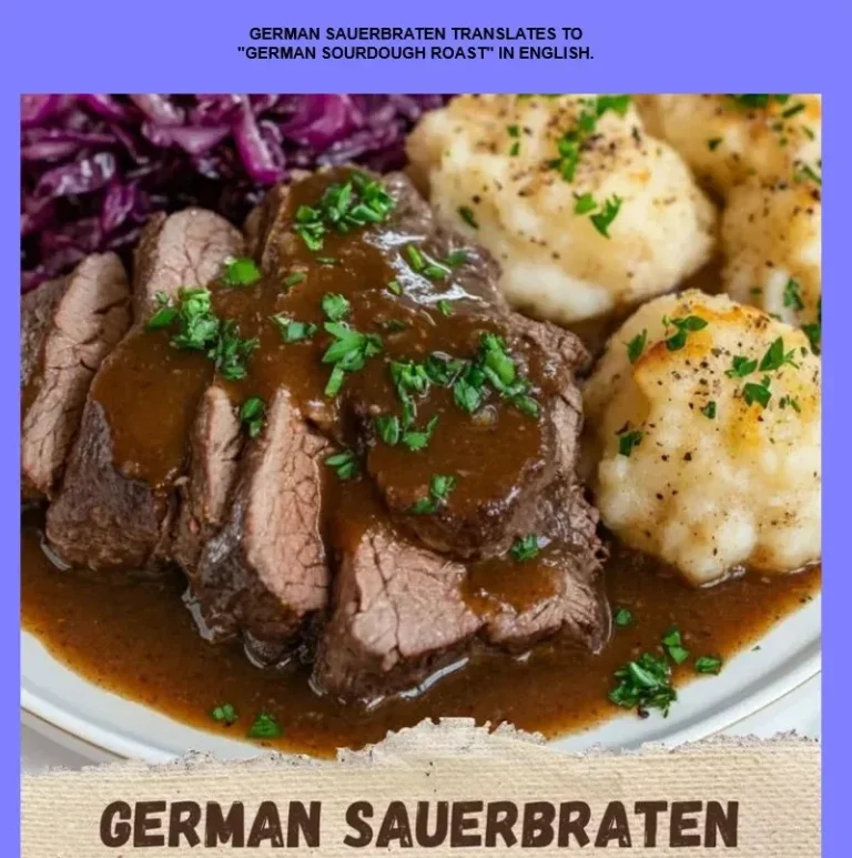 Deliciously prepared German Sauerbraten, served with traditional sides.