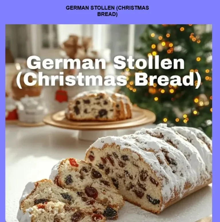 Authentic German Stollen Christmas bread with nuts and dried fruits