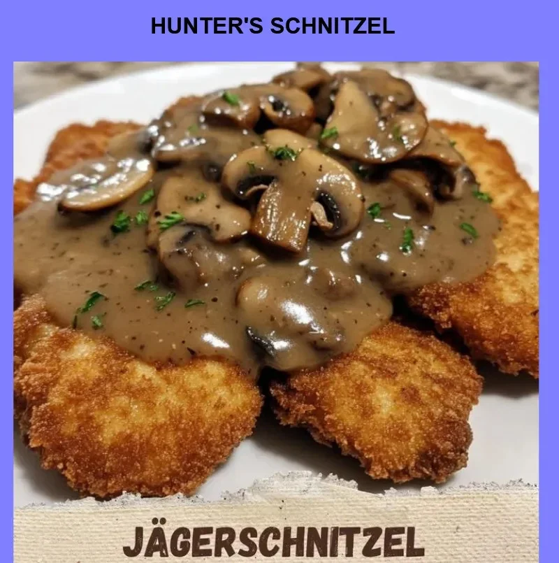 Delicious Hunter's Schnitzel served with a side of herbs and vegetables