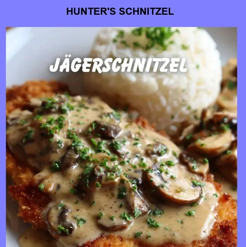 Delicious Hunter's Schnitzel served with sides and garnished.