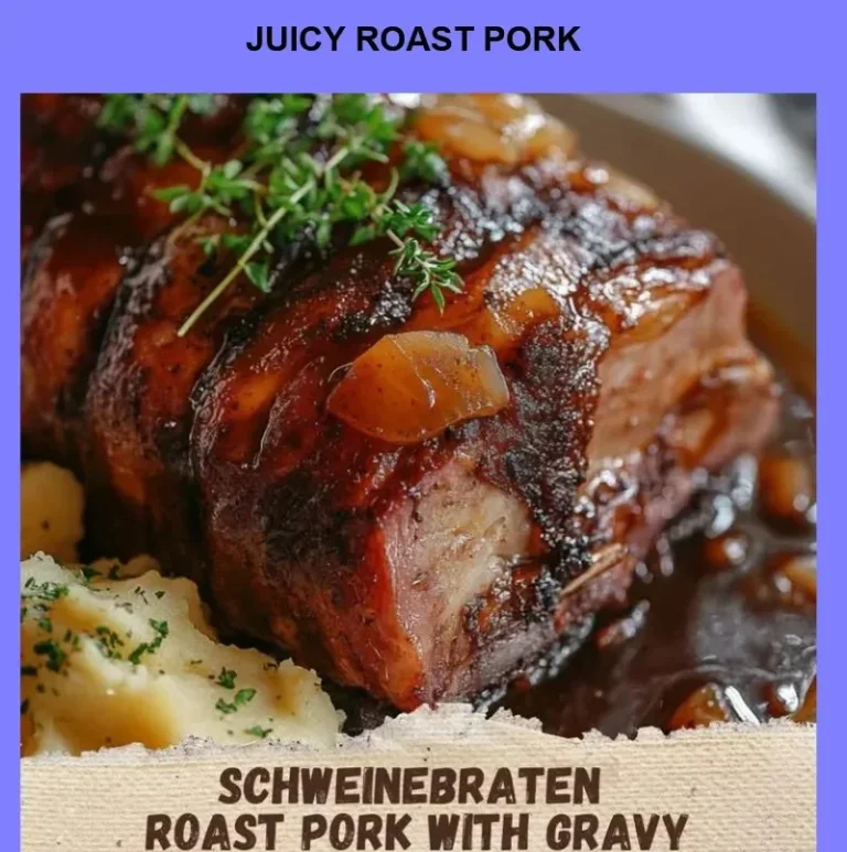 Deliciously juicy roast pork served with garnishes