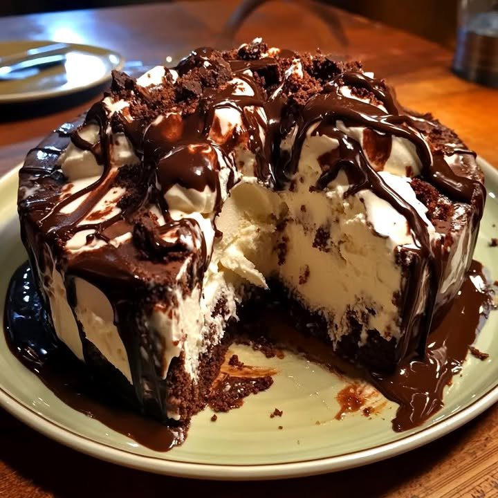 Hot Fudge Ice Cream Cake Slice