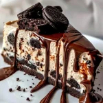 Oreo-Käsekuchen mit Schokoladenglasur (ohne Backen) No-bake Oreo cheesecake topped with chocolate glaze