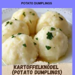 Delicious homemade potato dumplings on a wooden table