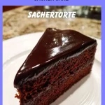Delicious Sacher Cake with layers of chocolate and apricot jam