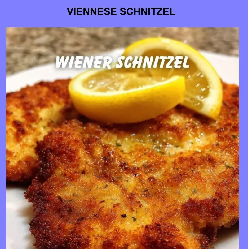 Plate of traditional Viennese Schnitzel served with lemon and parsley garnish.