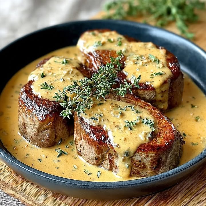 Roast Pork Tenderloin with Creamy Thyme Sauce