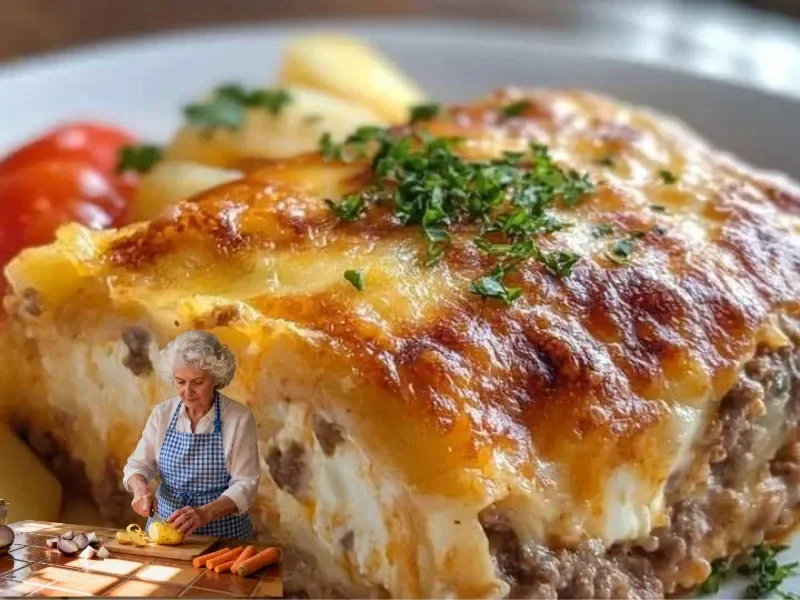 Delicious Amish Casserole served in a traditional dish