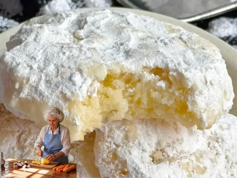 Delicious Christmas powdered sugar cookies dusted with white sugar on a festive platter