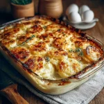 Deliciously creamy Dauphinois Gratin made with layered potatoes and cheese