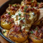 Cheesy potatoes with garlic and bacon, a delicious side dish.