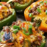 Delicious stuffed bell peppers filled with rice, meat, and vegetables