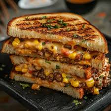 Cheesy Beef & Corn Grilled Sandwich