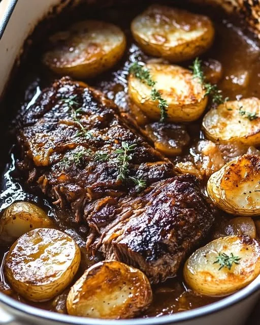 Apple Cider Pot Roast with Potatoes