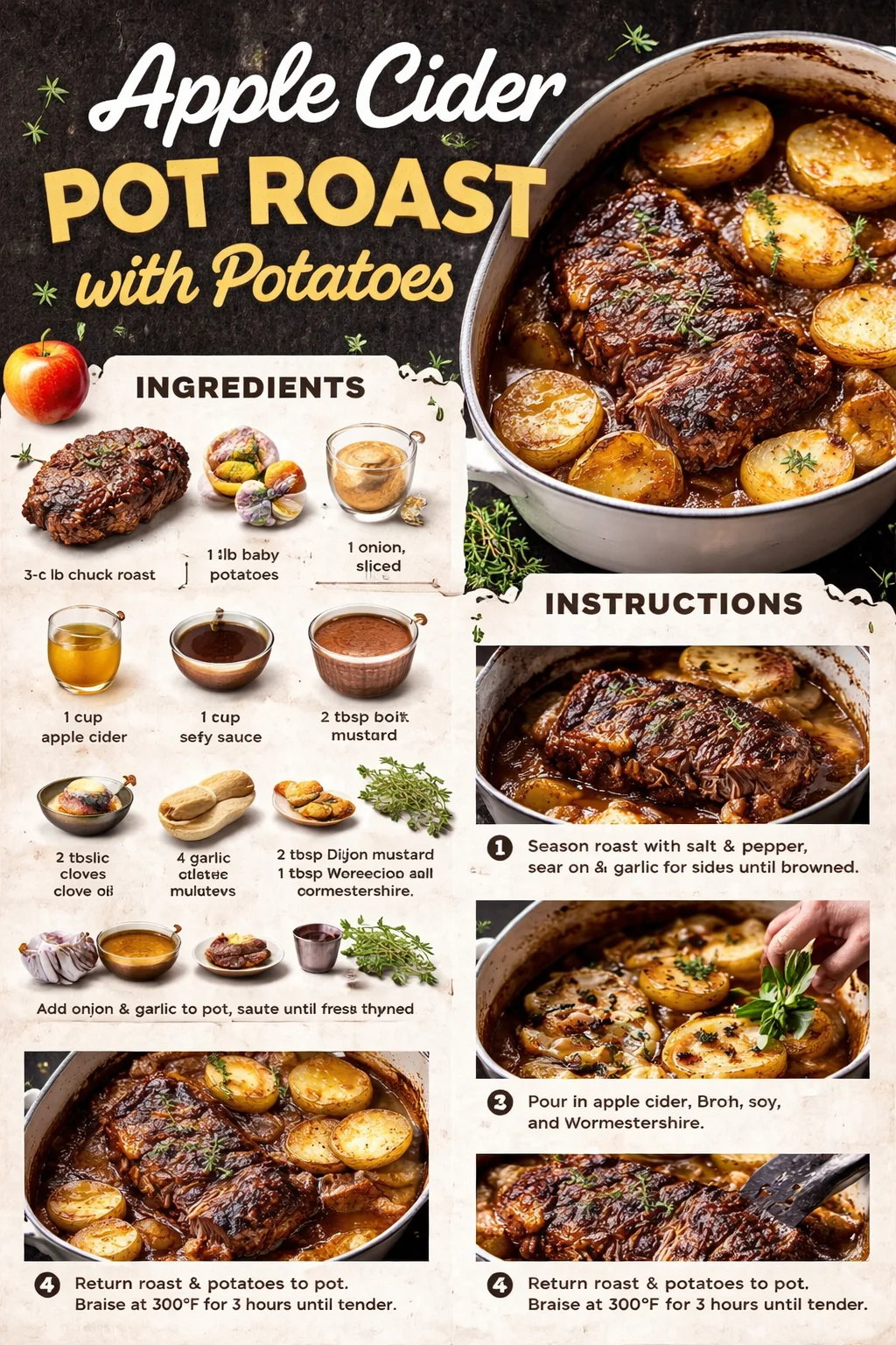 Apple Cider Pot Roast with Potatoes