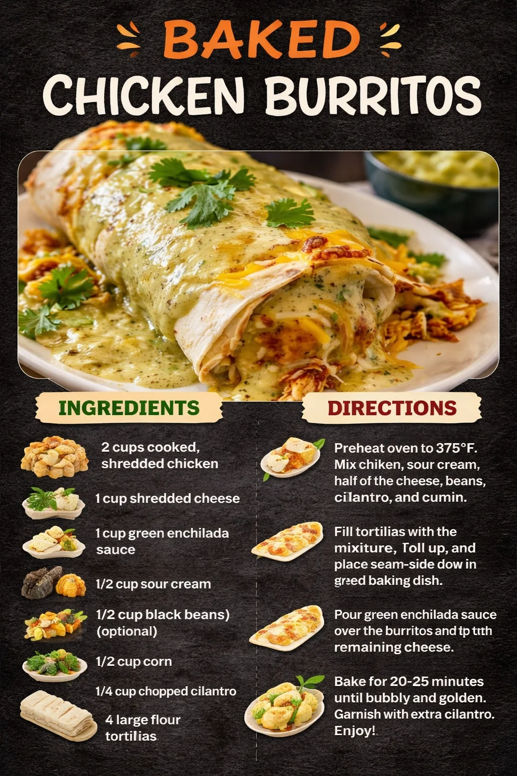 Baked Chicken Burritos