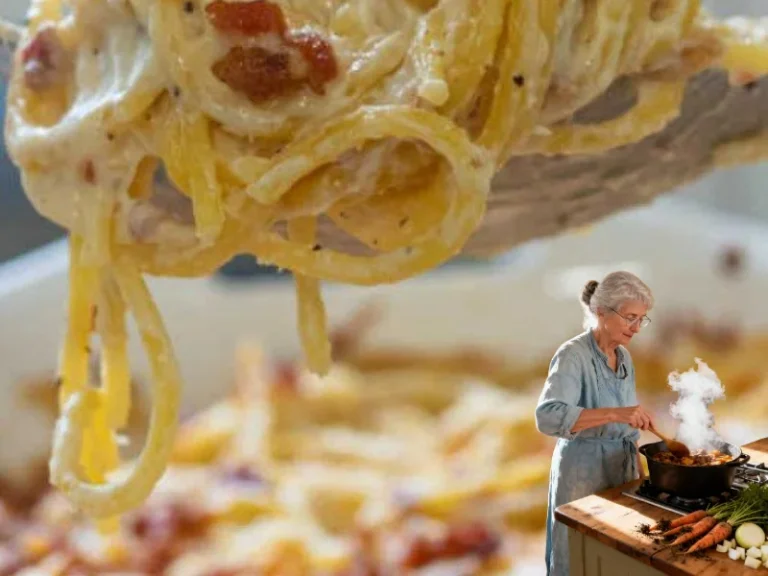 A delicious serving of baked noodles topped with cheese and herbs.