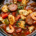 Delicious Cajun Chicken and Sausage Stew in a rustic bowl