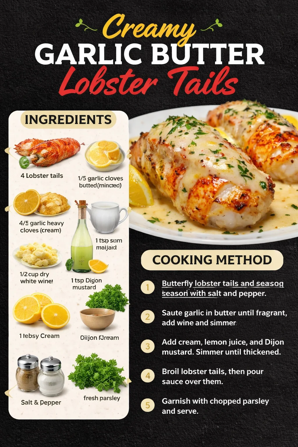 Creamy Garlic Butter Lobster Tails