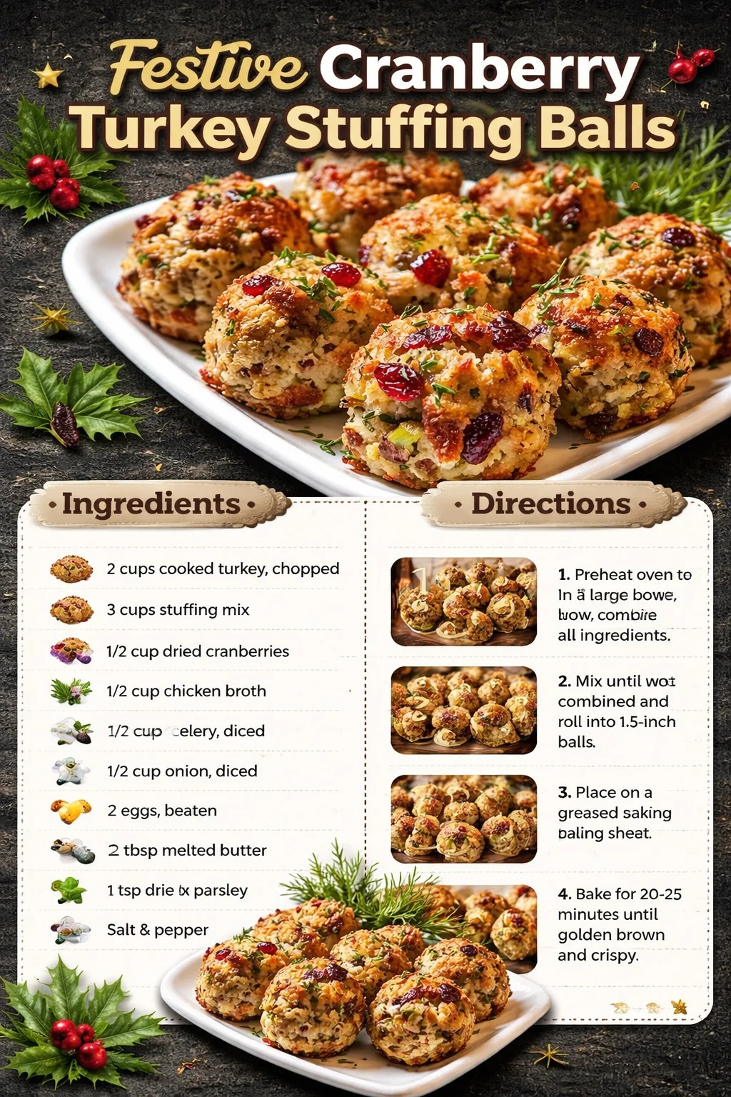 Festive Cranberry Turkey Stuffing Balls